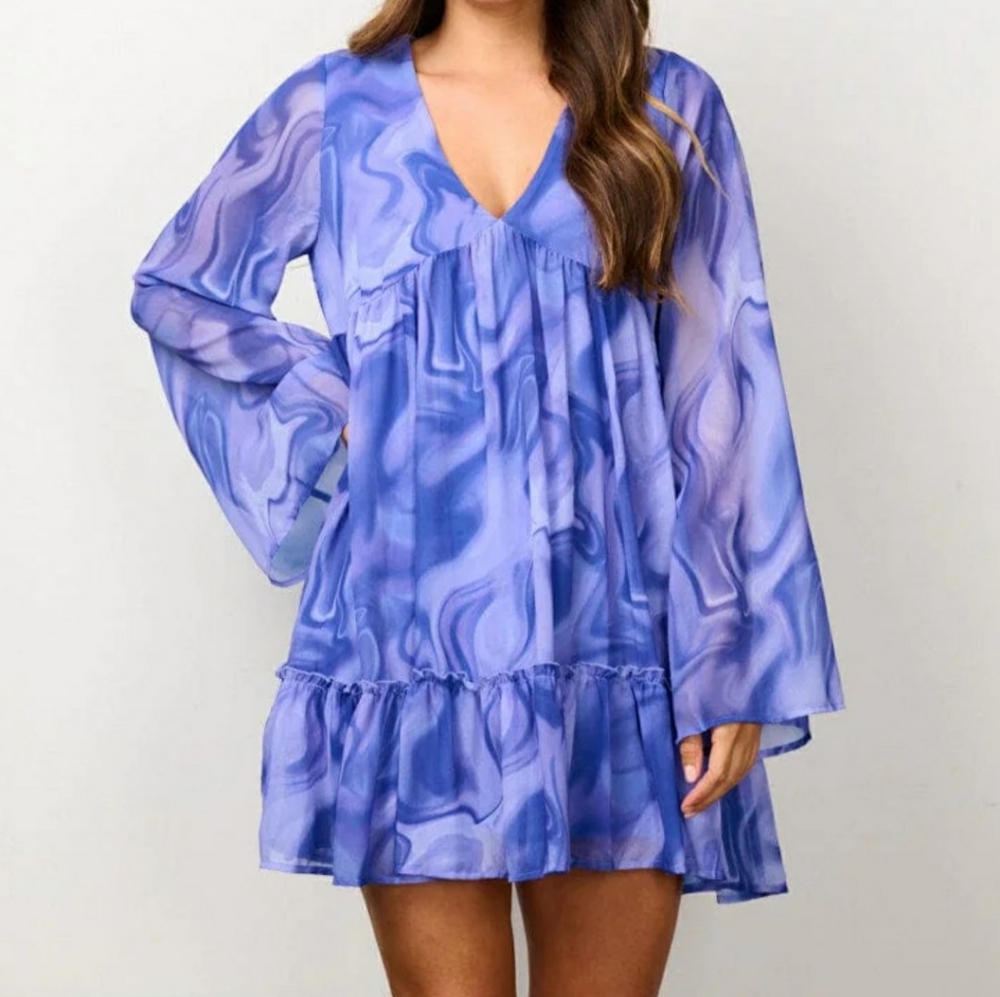 Long sleeve purple tunic dress